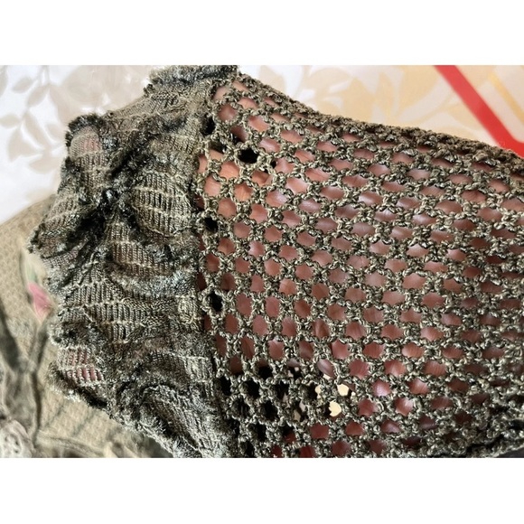 Bohemian Textured VTG Bizzarro Blouse/sweater Lace Crochet Velour Italy size M/L - Picture 5 of 10